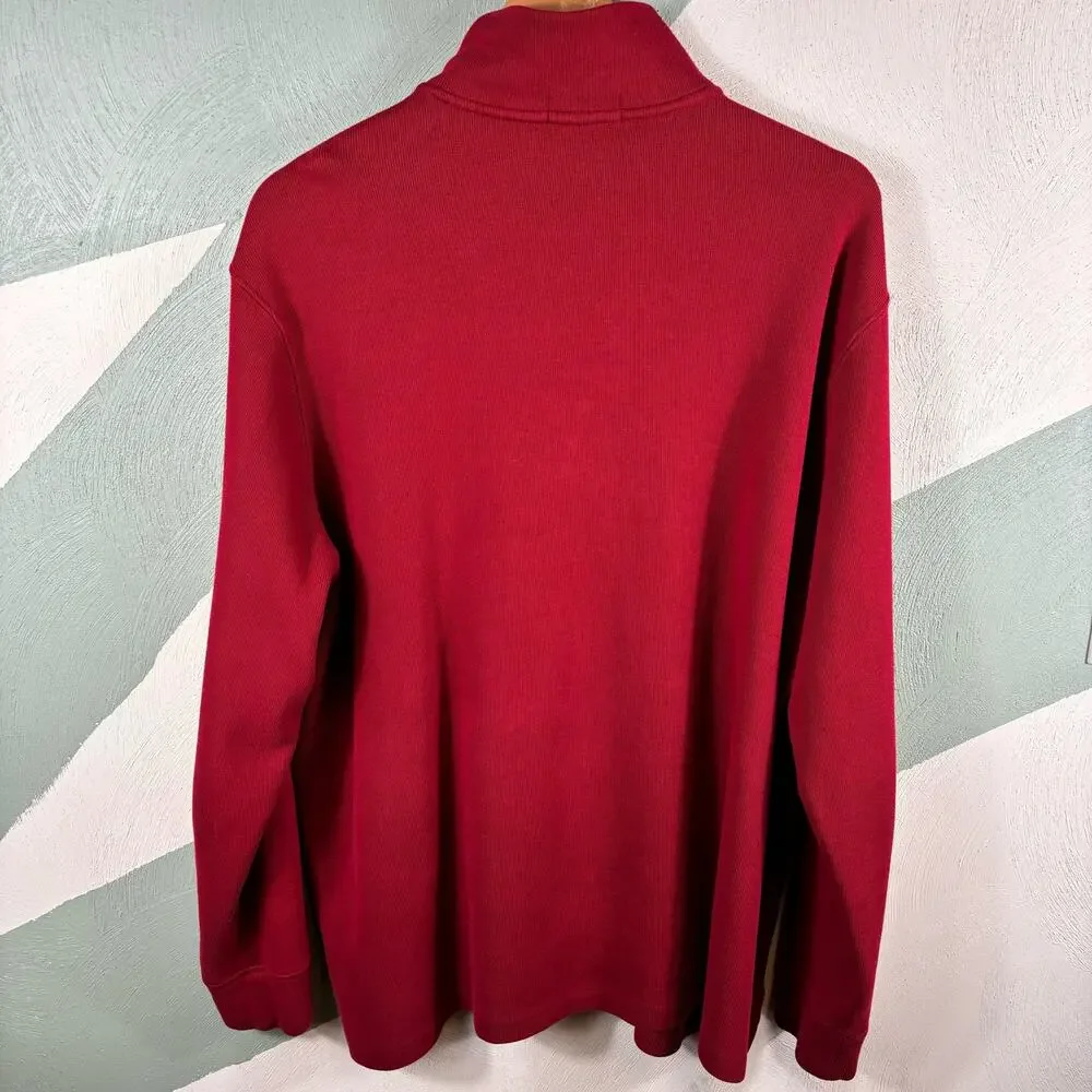 Polo Ralph Lauren‎ Sweater Men's XL Tall Burgundy Pull Over Quarter Zip Jacket